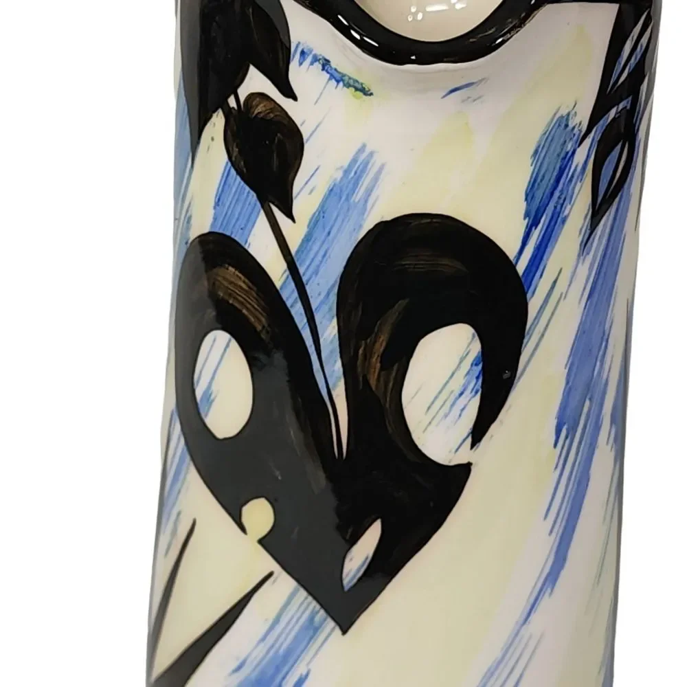 Vintage‎ Evandale Hand-painted Multicolored Porcelain Pitcher Signed Noble 7.5in